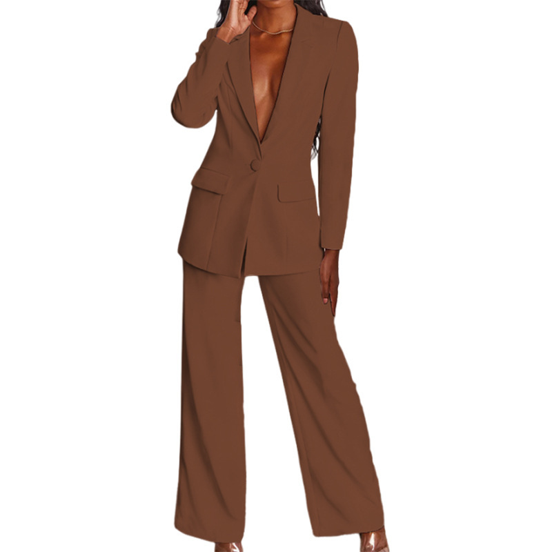 Conjunto de pantalón para mujer elegante de manga larga para otoño_voghion.com