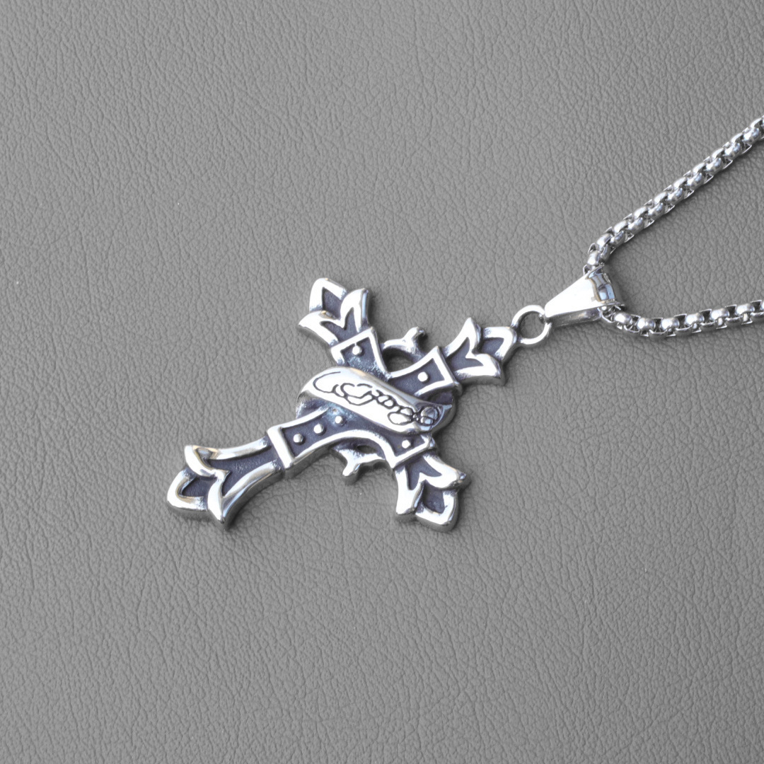 Pendentif croix en titane polyvalent et haut de gamme pour colliers pour hommes, chaînes de pull, Internet en acier inoxydable rouge_voghion.com