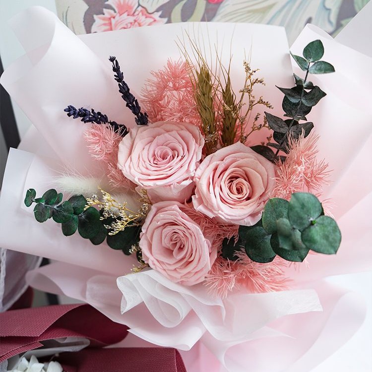 Flores de la vida eterna, flores verdaderas, flores secas, flores de Eucalyptus, flores de cumpleaños, flores de la vida eterna, regalos de cumpleaños para la novia, día de San Valentín