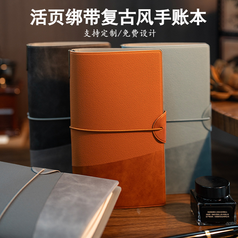 Cuaderno de mano de correa retro de alto valor en blanco sello de hoja de bolsillo cuaderno de comercio exterior DZa6
