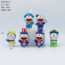 哆啦A梦手办环游世界叮当猫公仔可爱卡通模型车载摆件娃娃机公仔