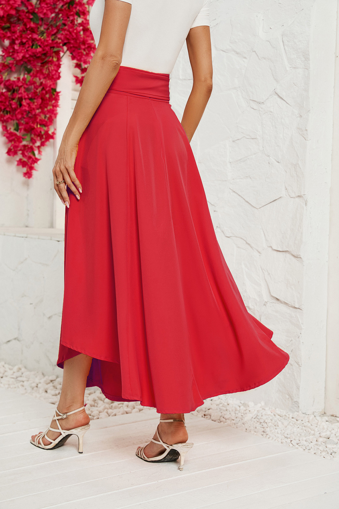 Self Photography 2023 Summer Women's New Fashion and Temperament Solid Color Art Lace up Half Skirt for Women_voghion.com