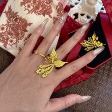 古法凤凰婚嫁活口戒指可调节时尚精致轻奢设计高级感项链戒指首饰