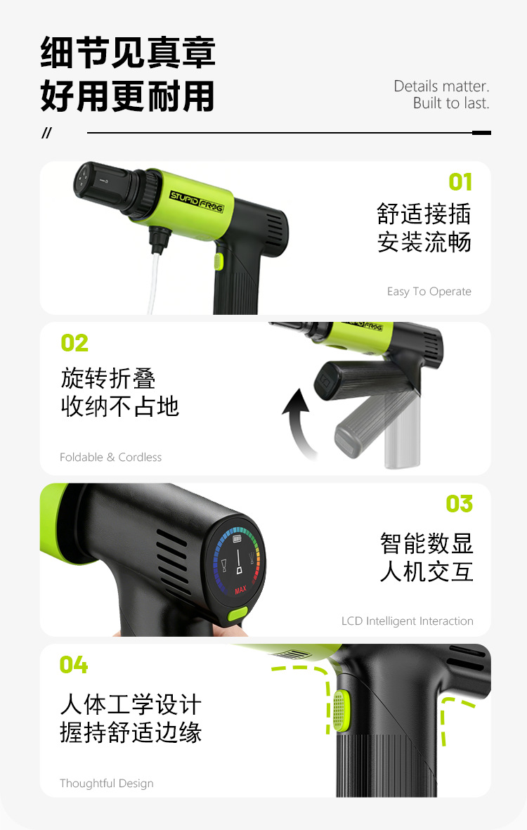 2026 New Model Foldable Wireless Car Washing Machine Mini High-Pressure Water Gun Large Flow Portable Cleaning Machine Lcd Digital Display