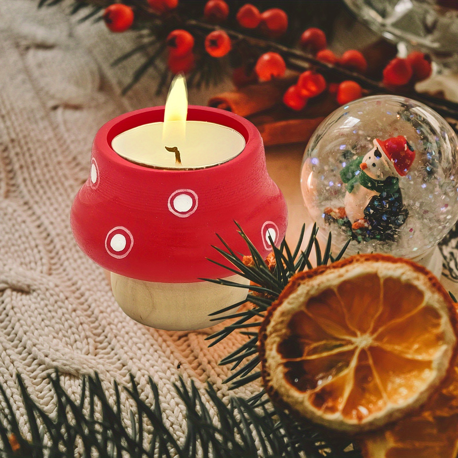 Fábrica de hongos en stock candelabro de madera atmósfera decoración de escritorio candelabro