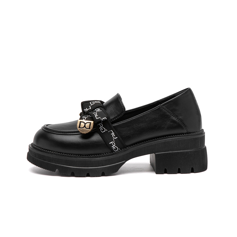 Mocasines de tacón grueso retro Augushiden para mujer, otoño 2025, nuevo estilo ins, plataforma, suela gruesa, zapatos de moda.