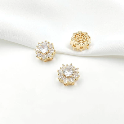 Copper Gold-Plated Micro-Paved Zircon Round Zərgərlik ara hissələri - style-1-white-zirconium-138mm-gold