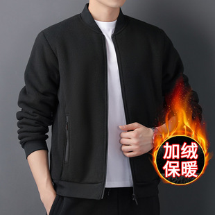 Men's Fleece Jacket with Extra Fleece, Thickened Windproof Jacket, Warm Cardigan, Sweatshirt, Softshell Jacket, Outdoor Fleece Liner