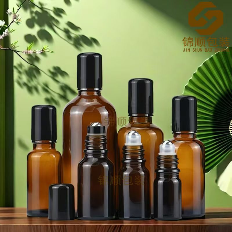 现货5ml-100ml茶色避光滚珠瓶 按摩走珠玻璃瓶 棕色精油分装瓶