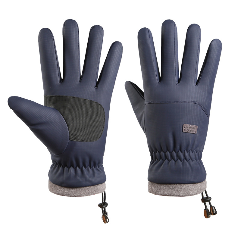 Guantes de pantalla táctil caliente antideslizante de invierno para motociclistas masculinos con vello grueso impermeable a prueba de viento y frío para automóviles eléctricos al aire libre