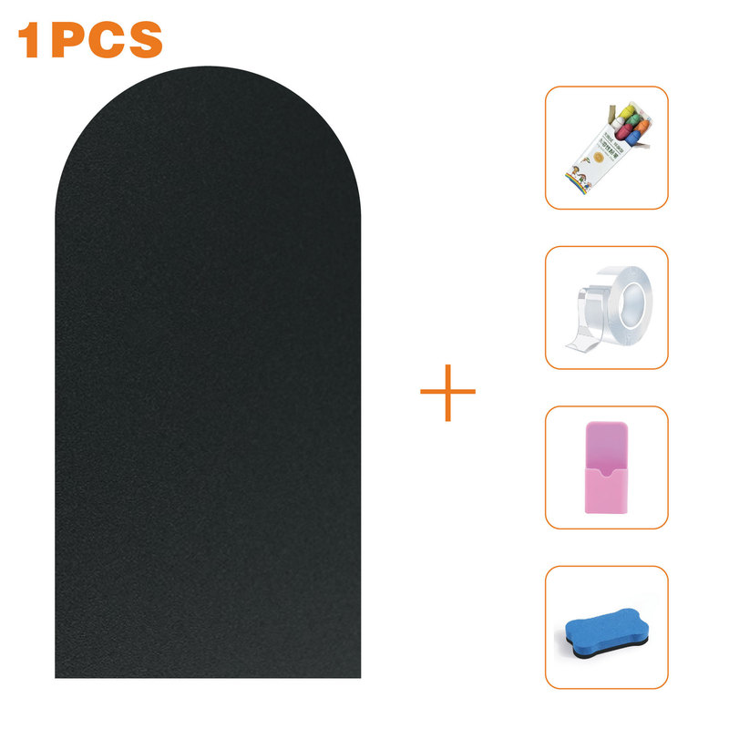 Blackboard Set - Curved Shape, Matte Frosted Material, Can Be Attached to the Back (Includes Strong Adhesive)