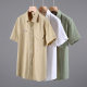 1513 Pure Cotton Solid Color White Shirt Men's Youth Pocket Thin Men's Washed American Style Short Sleeve Summer Casual