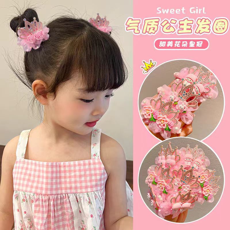 Niños Super Fairy Crown Flower Círculo del intestino delgado Banda de goma tocado niña rosa flor bebé cola de caballo cuerda de cabeza