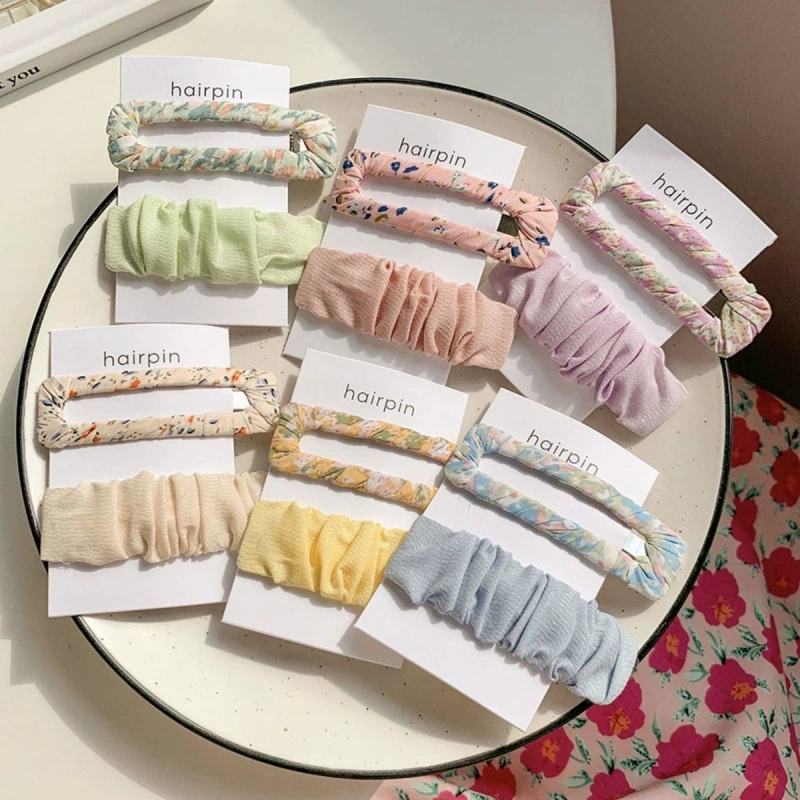 2 упаковки маленьких заколок для волос из свежей цветочной ткани, милые и универсальные зажимы BB, зажимы для челки, заколки для волос для японских и корейских девочек и аксессуары для волос.