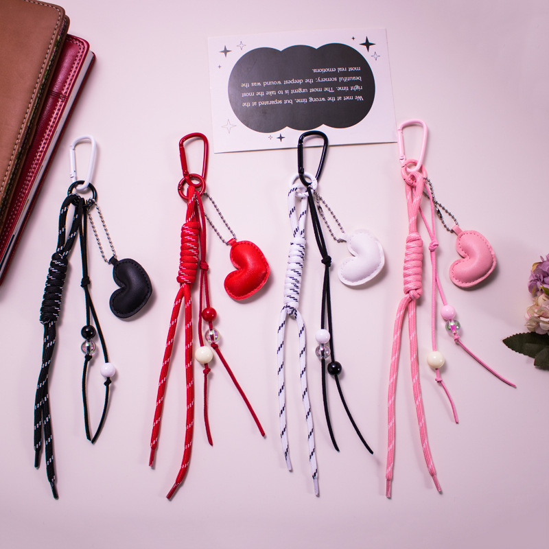 19g Weight 1 Piece Vacation Classic Style Heart Shape Pu Leather Keychain