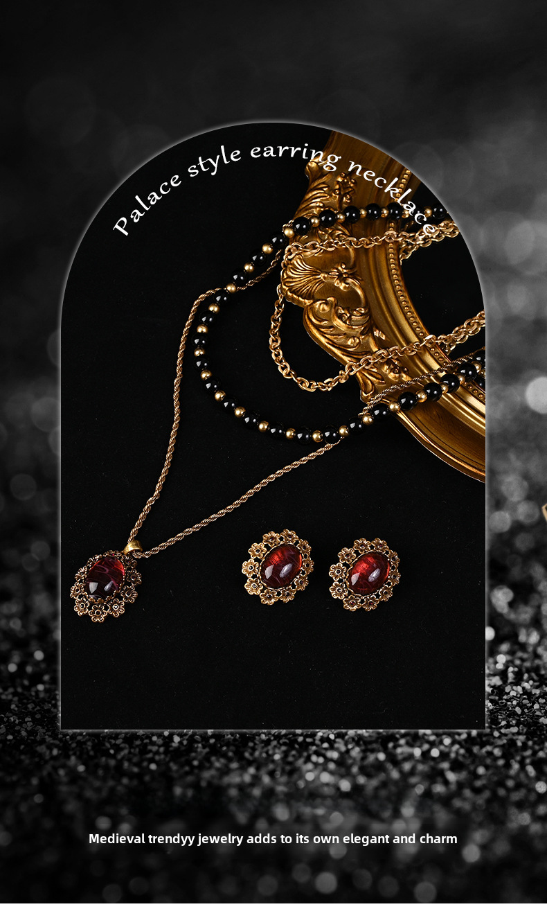 Qingdao – bijoux mi-anciens en dentelle multicolore, collier de perles, boucles d'oreilles, texture de luxe légère, costume de bijoux rétro pour femmes_voghion.com