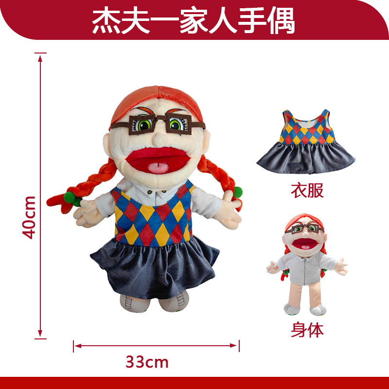 Diversión, boca abierta, personaje de Jeff, títeres de mano, muñecas de control interactivo entre padres e hijos, juguetes de peluche, muñecas para niños, spot al por mayor