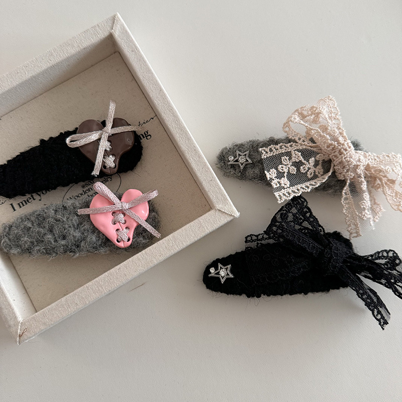 Koreanischen stil herbst und winter Neue gebunden gewinde schöne wolle BB clip spitze bogen haarnadel süße nette pony clip haar zubehör_voghion.com