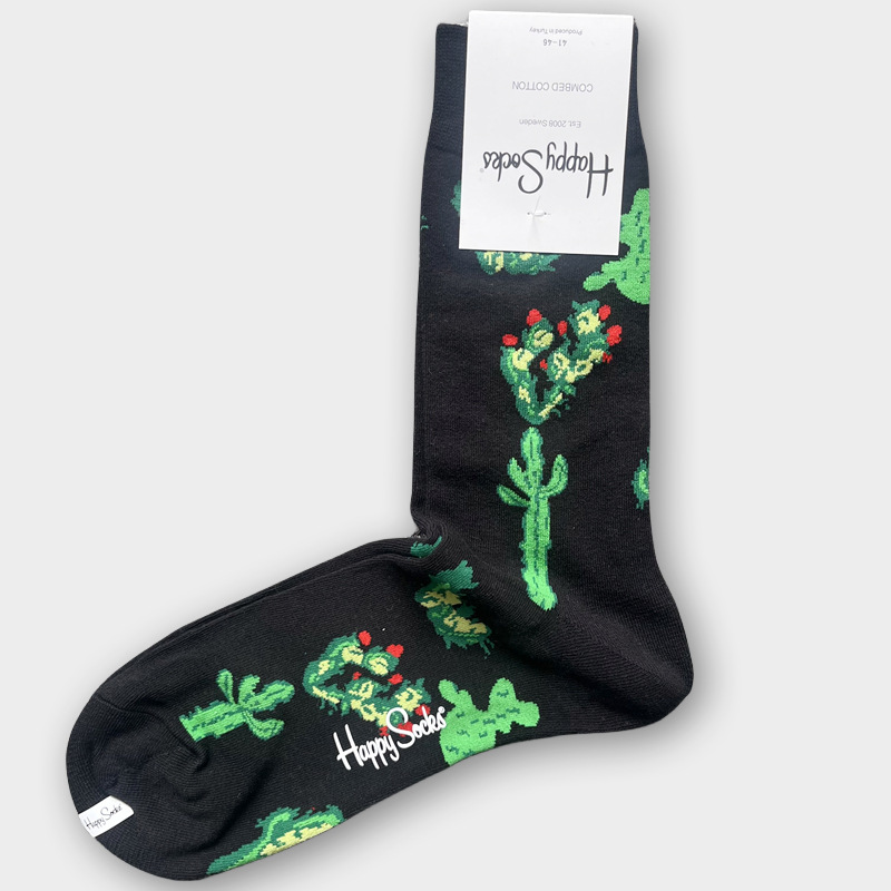ハッピーソックス メンズソックス ミドル丈 コーマ綿 吸汗消臭 通気性 スウェーデン製 おしゃれ カラフル 薄手