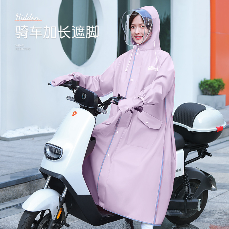 レインコート レディース ロング 全身防雨 雨電池車専用 シングル オールインワン 大人用 厚手アウターポンチョ|undefined