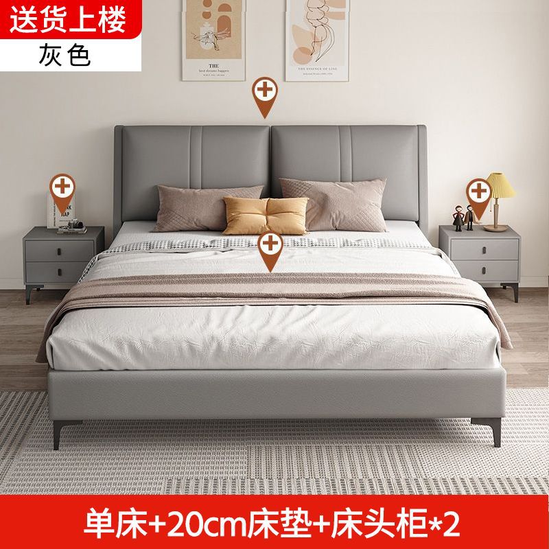 Cama de madera maciza tecnología de tela de 1.8m dormitorio principal cama doble económica cama de alquiler de paquete blando cama de 1.5m grosor