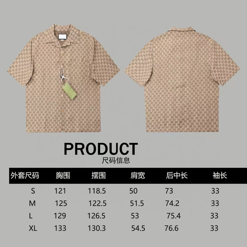 2026 New Cross-Border High-Autonomy Full-Print Double g Jacquard Lapel Short Shirt Set Loose Casual Wear for Men