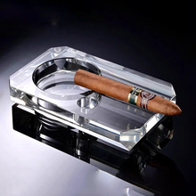 长方形水晶雪茄烟灰缸定制 高档实用COHIBA玻璃雪茄烟缸订做厂家