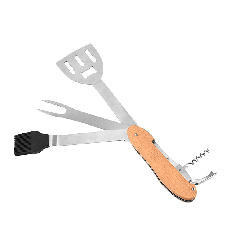 Supply five-in-one foldable barbecue tool BBQ outdoor barbecue brush spatula fork combination tool