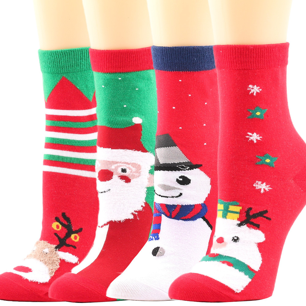 Mujeres Moda Papá Noel Monigote De Nieve Alce Poliéster Algodón Poliéster Jacquard Medias Calcetines De Tobillo display picture 1