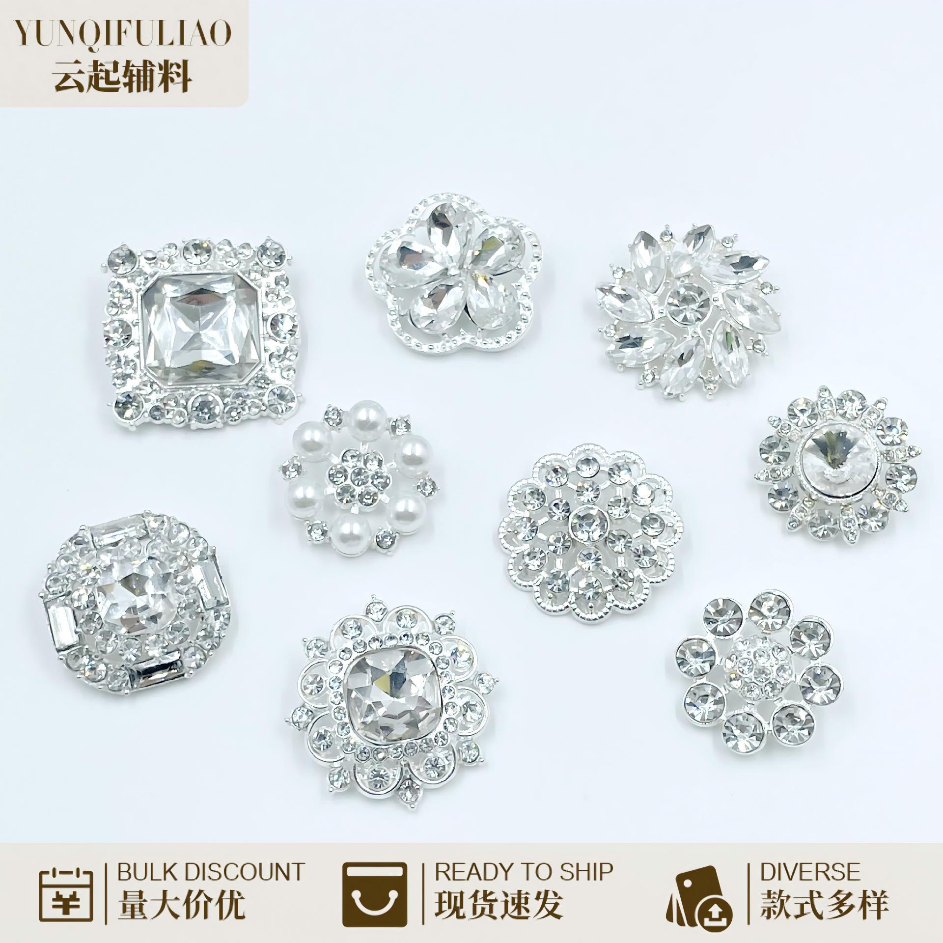 外贸热销合金镶钻扣手缝装饰扣子 高档毛衣大衣方形透明水钻纽扣产品实拍图