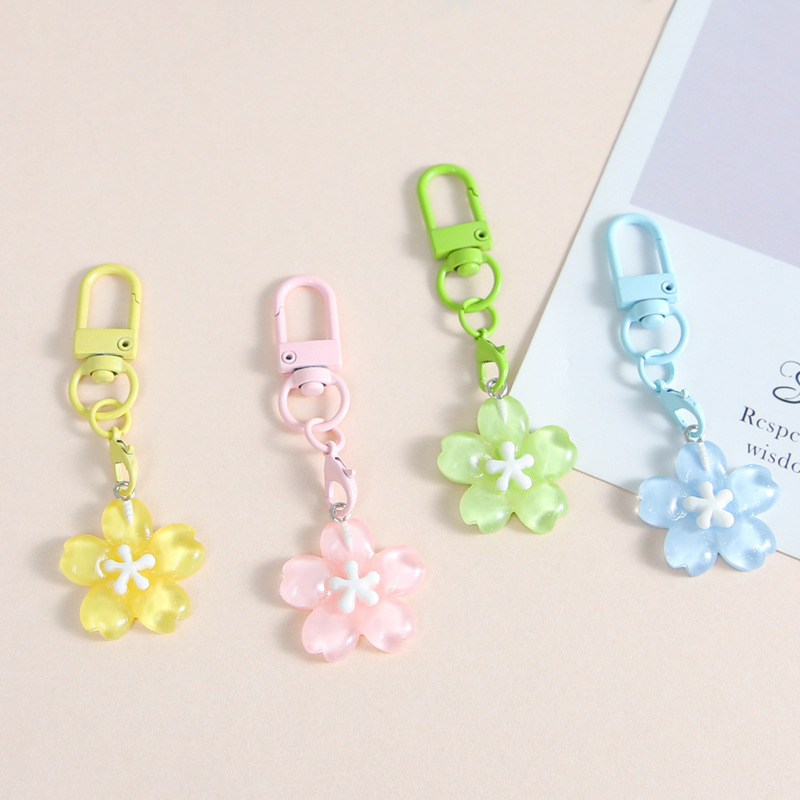 Candy Color Flower Cherry Blossom Door Buckle Keychain Ins Style Couple Mobile Phone Rope Small Flower Bag Pendant Accessories Candy Color Flower Cherry Blossom Door Buckle Keychain Ins Style Couple Mobile Phone Rope Small Flower Bag Pendant Accessories