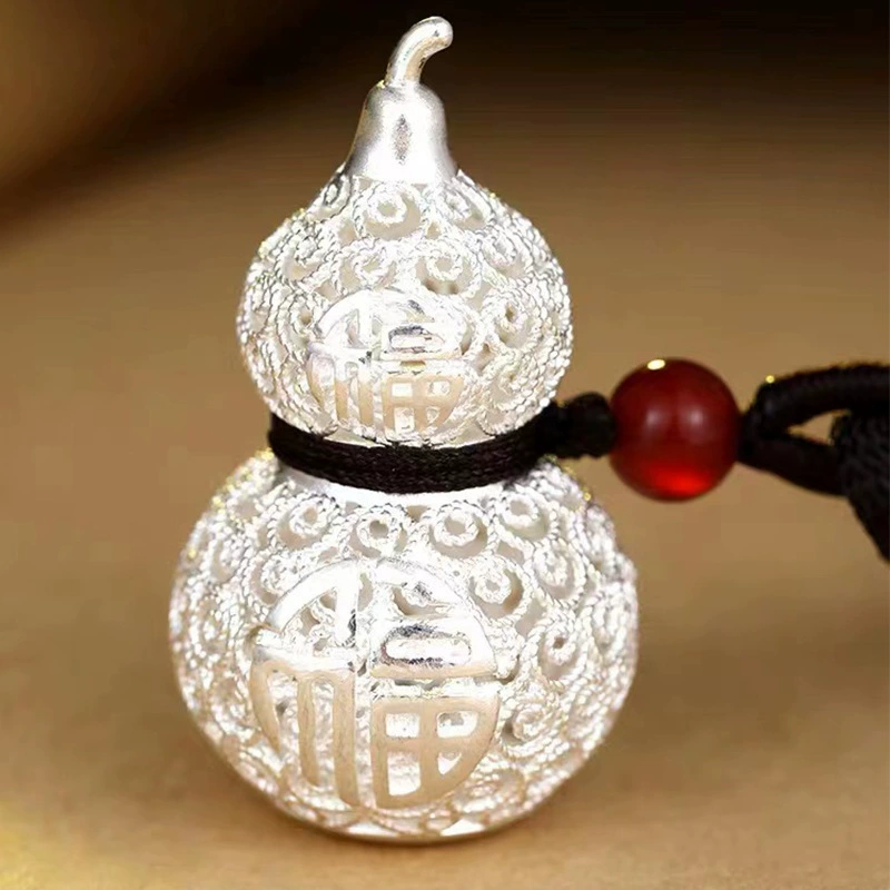 Серебряный ретро полый благословение слово фулу подвеска национальный стиль пара ремешок тыквы пряжи прямая трансляция