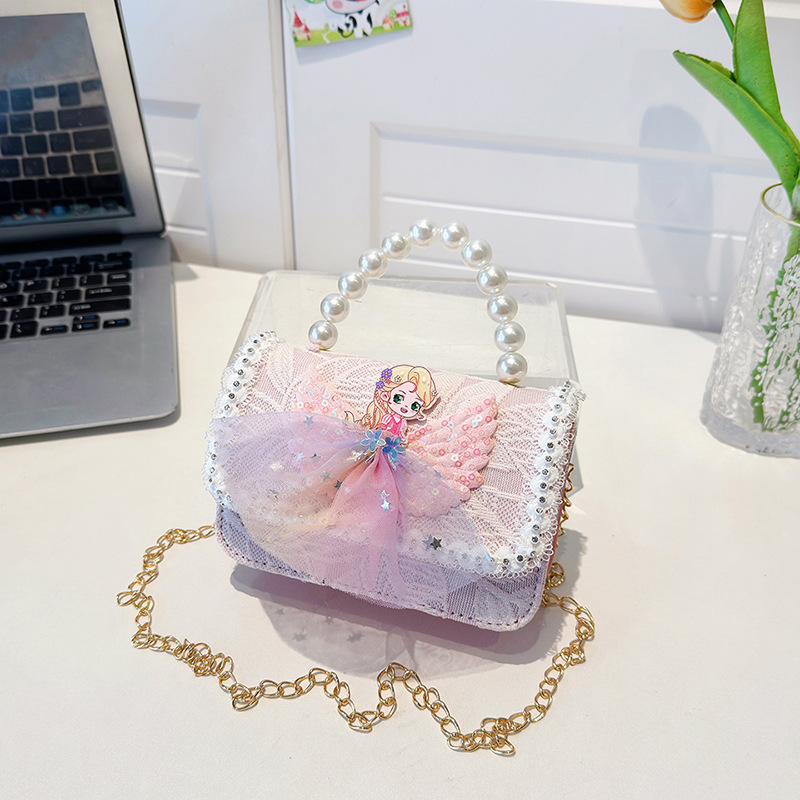 Bagos de hombro para niños primavera y verano frescos bolsos de perlas para niñas Aisha pequeña princesa bolsos de mochila de estilo extranjero