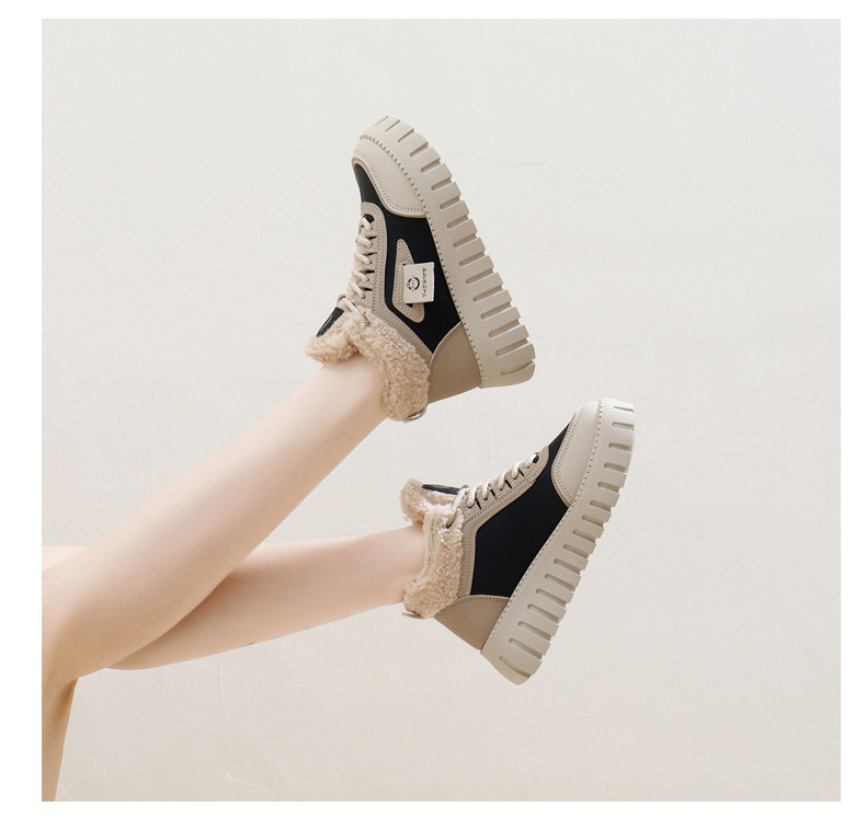 Stivali da neve alti in velluto invernale per studentesse, scarpe calde casual con plateau, scarpe di cotone_voghion.com