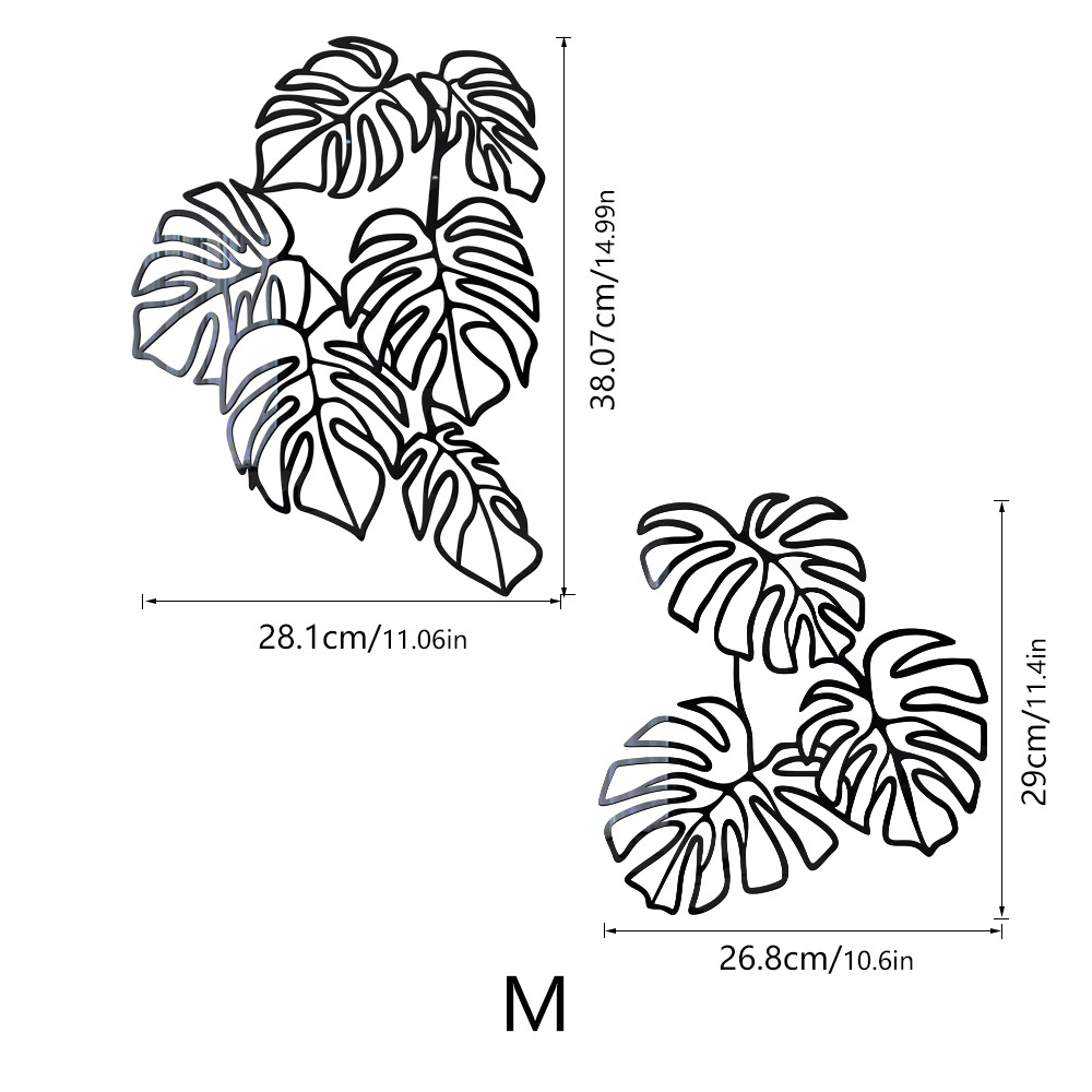 JM1076 Cross-Border 3D Palm Leaf Acrylic Home Decoration Self-Adhesive Mirror Wall Sticker_voghion.com