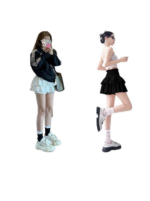 白色蓬蓬短裙女夏季2025新款甜美芭蕾蛋糕裙高腰显瘦a字半身裙裤|undefined