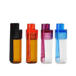厂家批发 玻璃小药盒 36-51mm 粉末药盒 便携式药盒玻璃瓶身