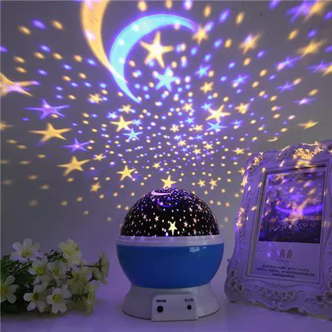 Rotating blue starry sky, print
