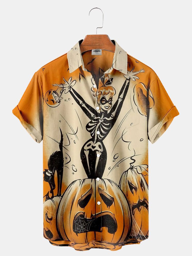 Serie Camisas estampadas Fabricantes de Halloween para hombres Hawaii Halloween Source Station Camisas digitales para hombres transfronterizos 3D