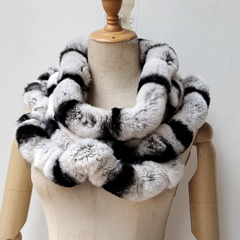 冬季女士荷叶边獭兔毛围巾双面木耳边皮草围巾编织百搭保暖大脖套
