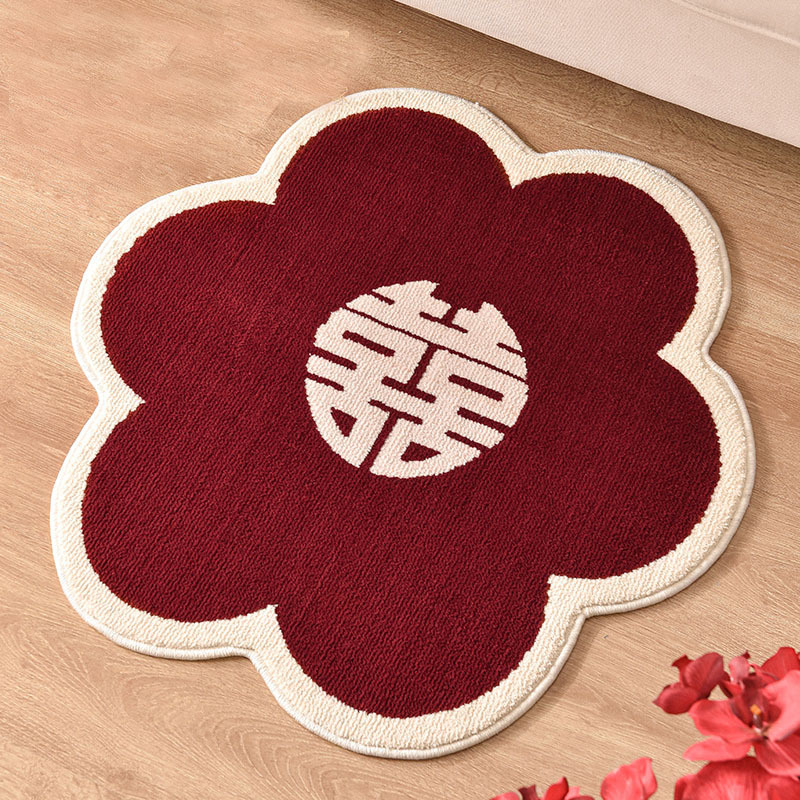 결혼식장 레드 웨딩 플로어 매트 새로운 중국 스타일 장식 해바라기 침대 옆 담요 웨딩 거실 축제 해피 워드 매트