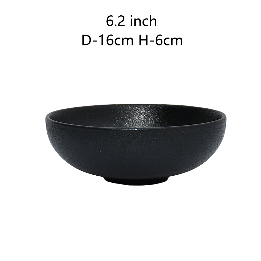 Ceramic black plates bowl dinnerware Set of 4 set de 16 piezas