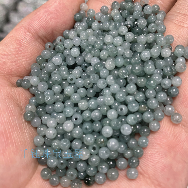 4mm Burmese Jade Blue Water Loose Beads Wholesale Men's and Women's Bracelets and Necklaces Spacer Beads Accessories Blue Water Jade Round Beads