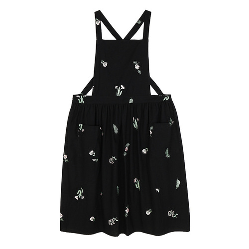 Summer thin embroidered apron, antifouling and water-proof household high-face women's linen workclothes, dirt-resistant factory wholesale