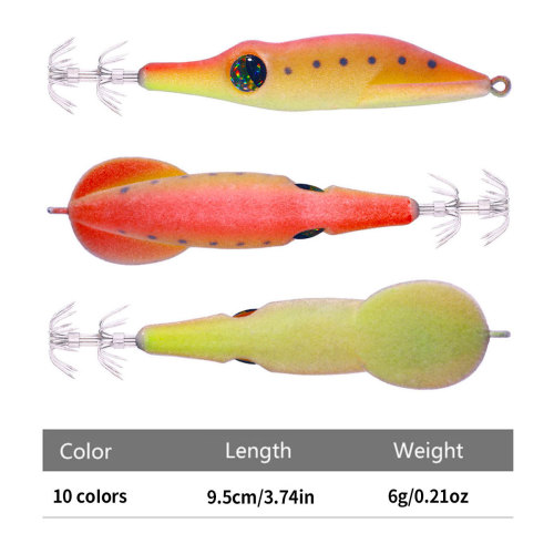 New 9.4CM-6G spray velvet PVC wooden shrimp octopus hook sea fishing steel wire wooden shrimp squid needle bionic bait lure