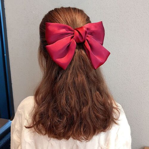 Korean red big bow hairpin on the back of the head Internet celebrity spring clip hairpin white girl hair top clip headdress