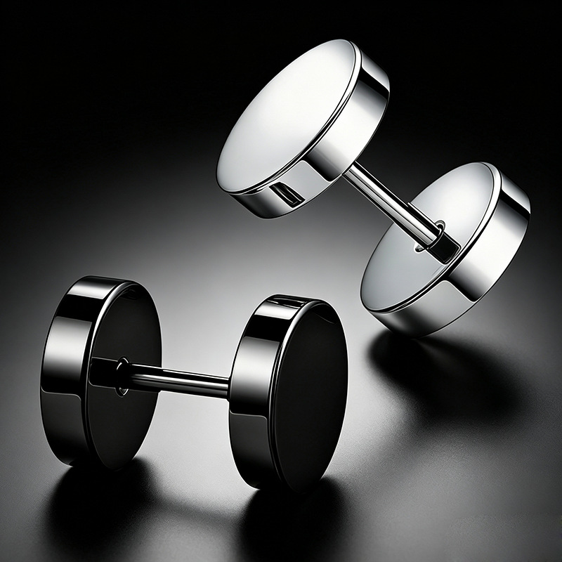 black earrings stainless steel hip-hop style