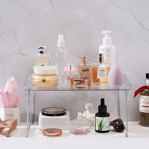 Desktop storage cosmetics partition transparent layered storage rack multi-functional plastic seasoning rack layered storage rack
