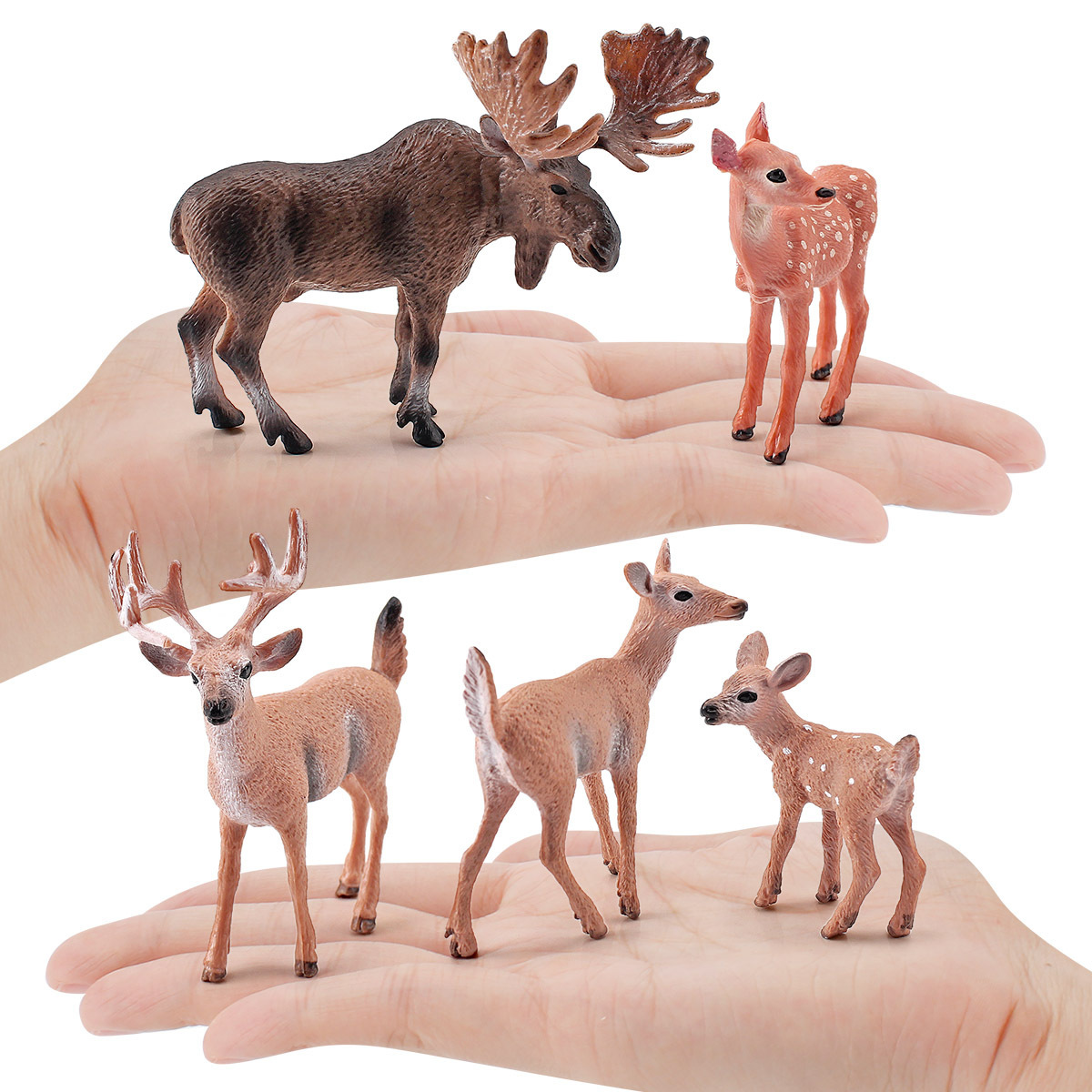 Transfronterizo de simulación de exportación mini macho alce Sika ciervo cola blanca ciervo bosque animal ciervo modelo decoración adornos