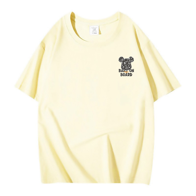 Heavy 260g Xinjiang Cotton Summer Loose Shoulder Simple Trendy Bear Print Men's and Women's Couples Short Sleeve T-Shirt Heavy 260g Xinjiang Cotton Summer Loose Shoulder Simple Trendy Bear Print Men's and Women's Couples Short Sleeve T-Shirt